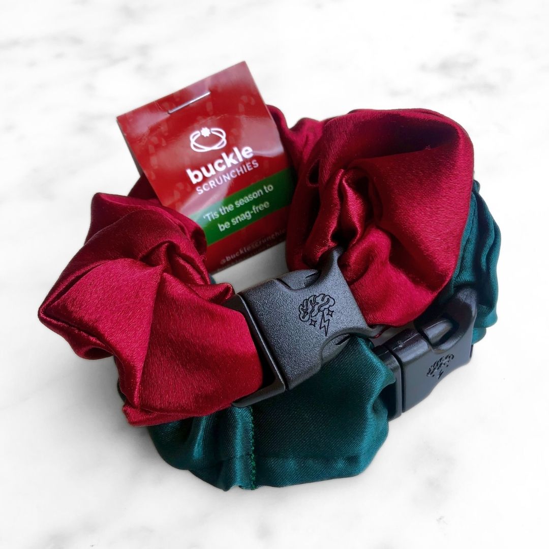 Holly Duo - 2-Pack Christmas Holiday Buckle Scrunchies - No Snagging, No Tangles - Christy's Beauty & Tingz LLC