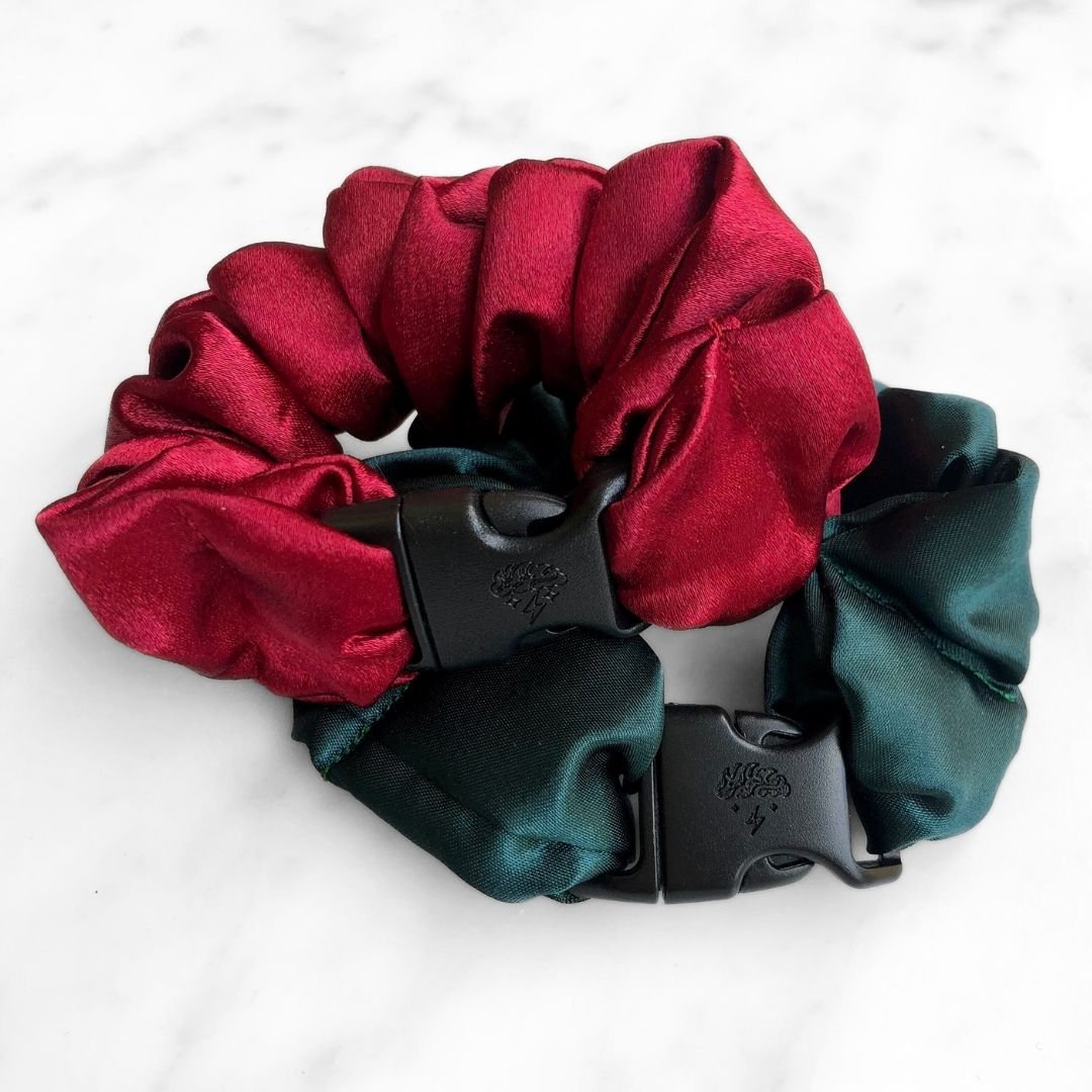 Holly Duo - 2-Pack Christmas Holiday Buckle Scrunchies - No Snagging, No Tangles - Christy's Beauty & Tingz LLC