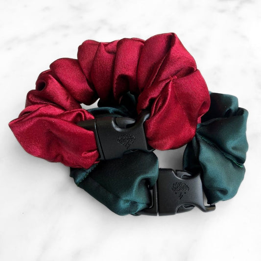 Holly Duo - 2-Pack Christmas Holiday Buckle Scrunchies - No Snagging, No Tangles - Christy's Beauty & Tingz LLC