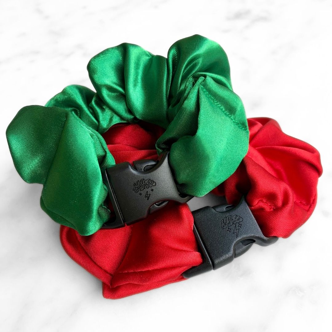Jolly Duo - 2-Pack Christmas Holiday Buckle Scrunchies - No Snagging, No Tangles - Christy's Beauty & Tingz LLC