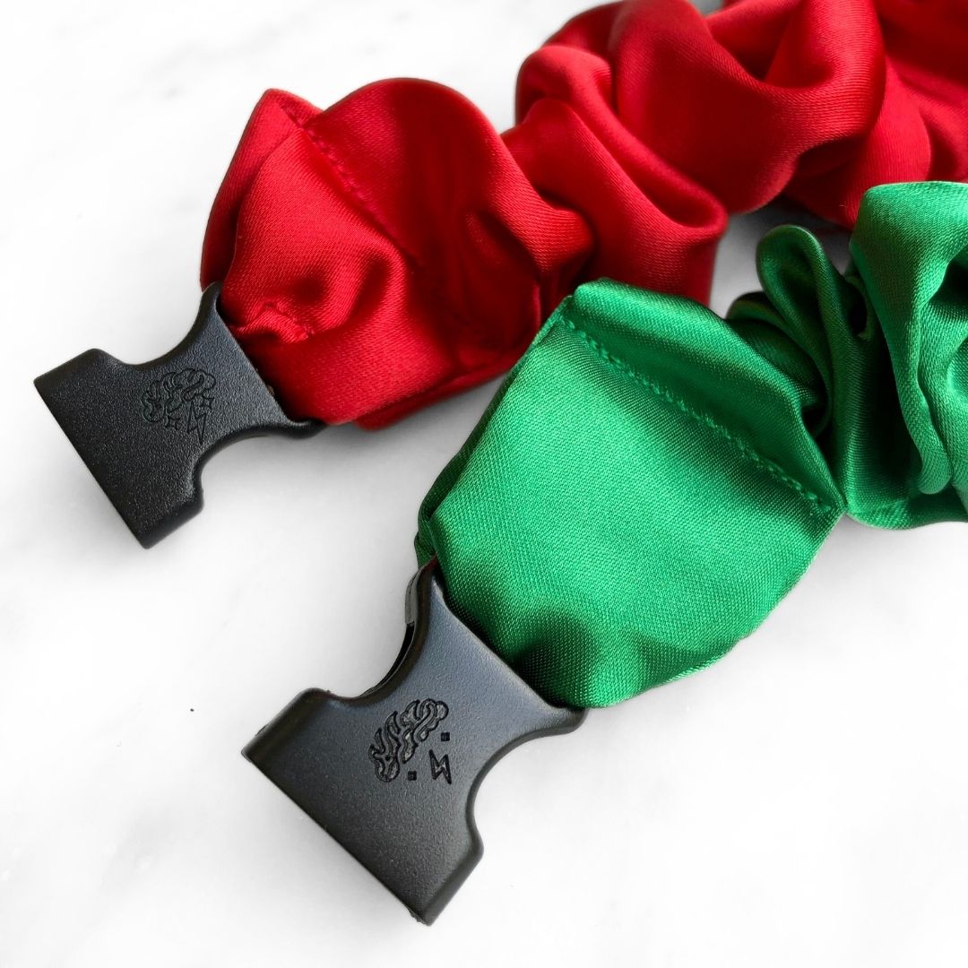 Jolly Duo - 2-Pack Christmas Holiday Buckle Scrunchies - No Snagging, No Tangles - Christy's Beauty & Tingz LLC