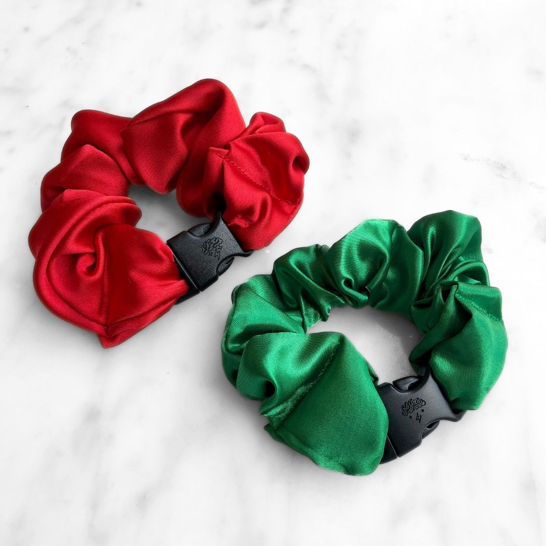 Jolly Duo - 2-Pack Christmas Holiday Buckle Scrunchies - No Snagging, No Tangles - Christy's Beauty & Tingz LLC