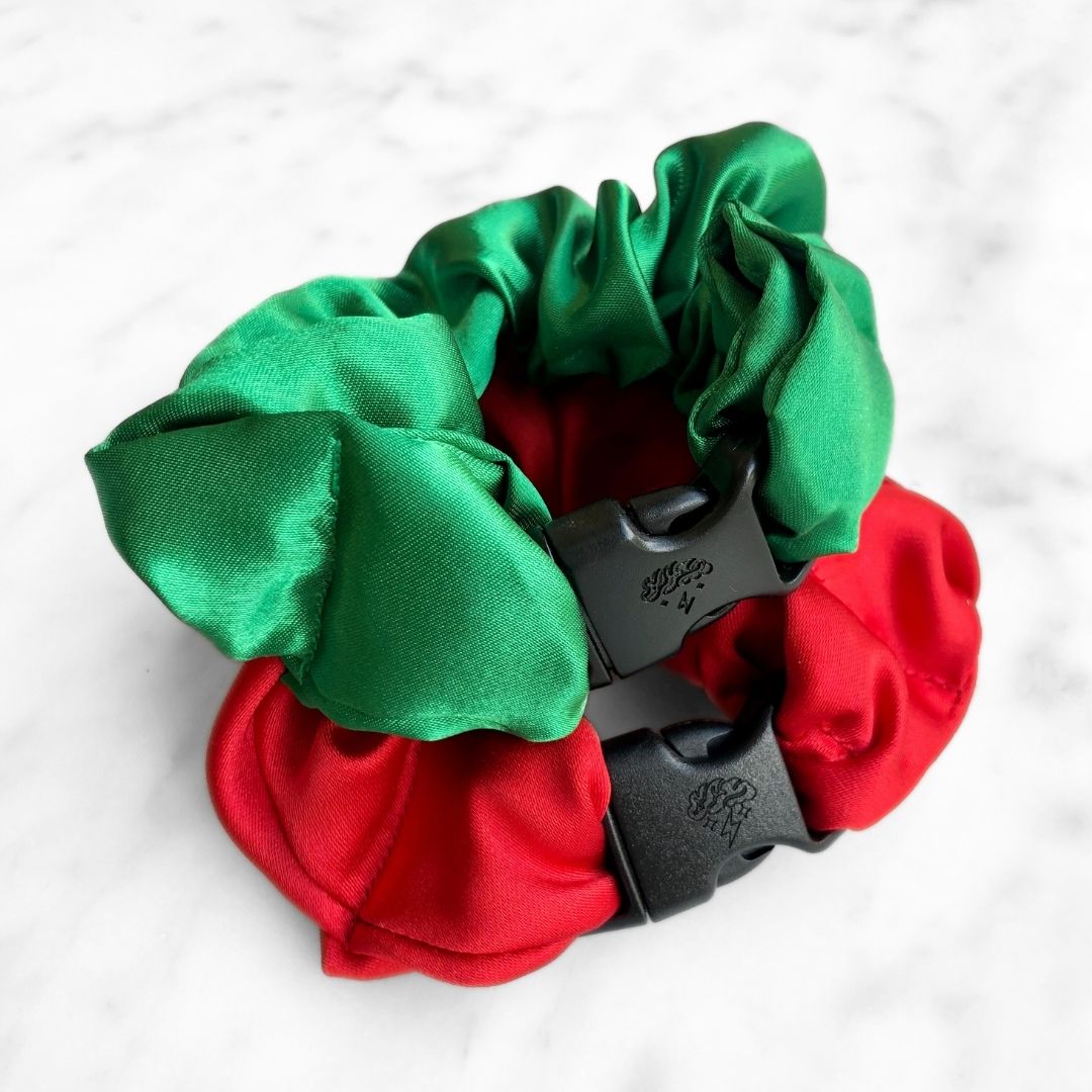 Jolly Duo - 2-Pack Christmas Holiday Buckle Scrunchies - No Snagging, No Tangles - Christy's Beauty & Tingz LLC