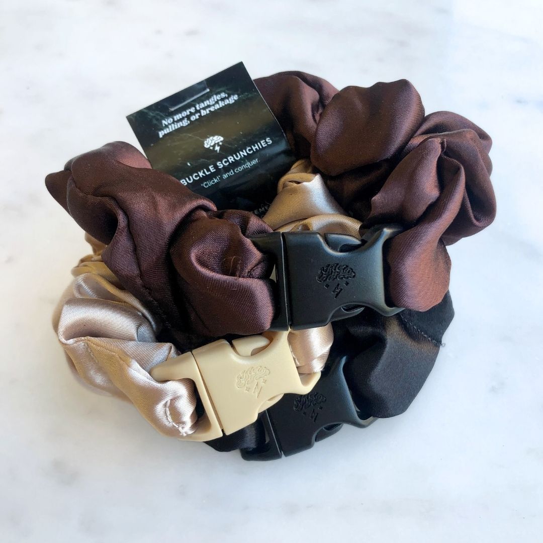 Neutrals Starter Pack - 3-Pack Buckle Scrunchies Bundle - No Snagging, No Tangles - Christy's Beauty & Tingz LLC