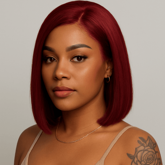 Ruby Cut – Straight Bob Lace Front Wig (Burgundy Red)