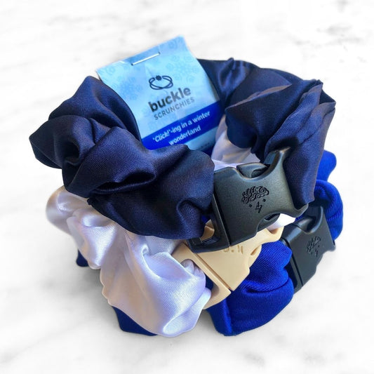 Winter Wonderland Bundle - 3-Pack Hanukkah Holiday Buckle Scrunchies - No Snagging, No Tangles - Christy's Beauty & Tingz LLC