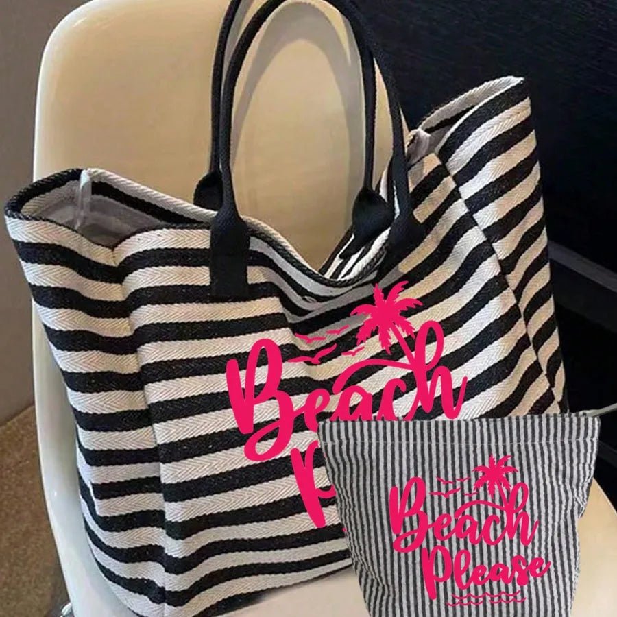 Women’s Canvas Handbag Featuring Letter Pattern, Stylish and Durable for Everyday Use - Christy's Beauty & Tingz LLC
