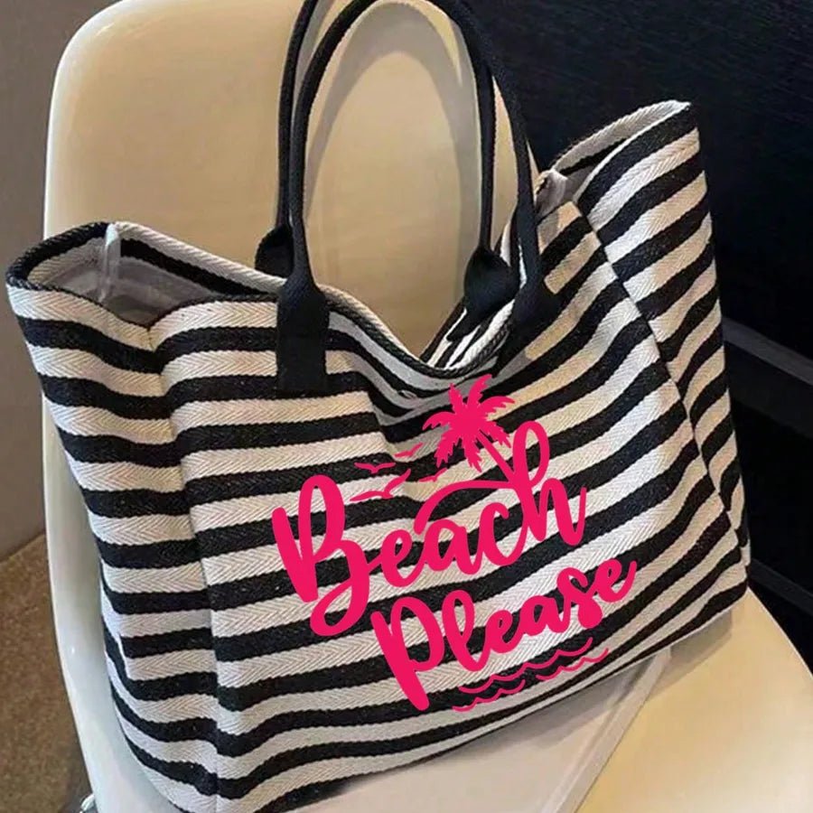 Women’s Canvas Handbag Featuring Letter Pattern, Stylish and Durable for Everyday Use - Christy's Beauty & Tingz LLC