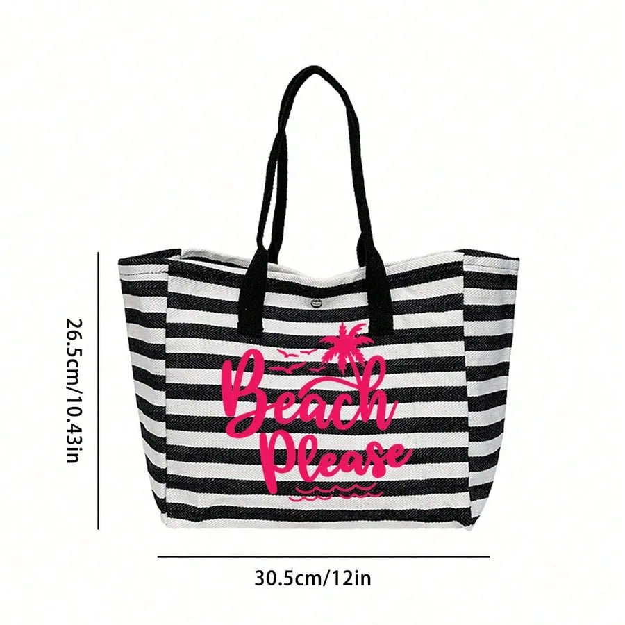 Women’s Canvas Handbag Featuring Letter Pattern, Stylish and Durable for Everyday Use - Christy's Beauty & Tingz LLC