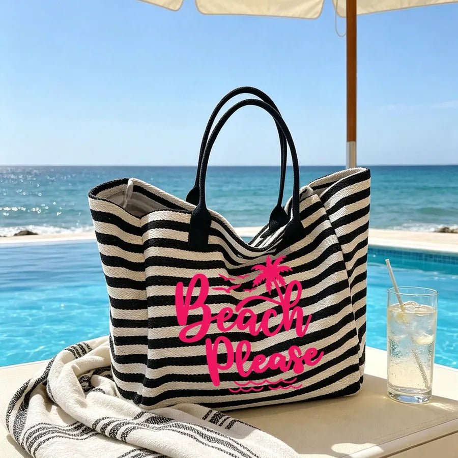 Women’s Canvas Handbag Featuring Letter Pattern, Stylish and Durable for Everyday Use - Christy's Beauty & Tingz LLC