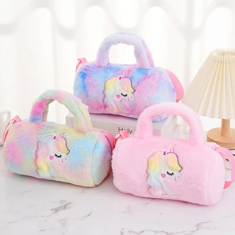 Women's Plush Cartoon Cute Cylindrical Zipper Handbag - Christy's Beauty & Tingz LLC