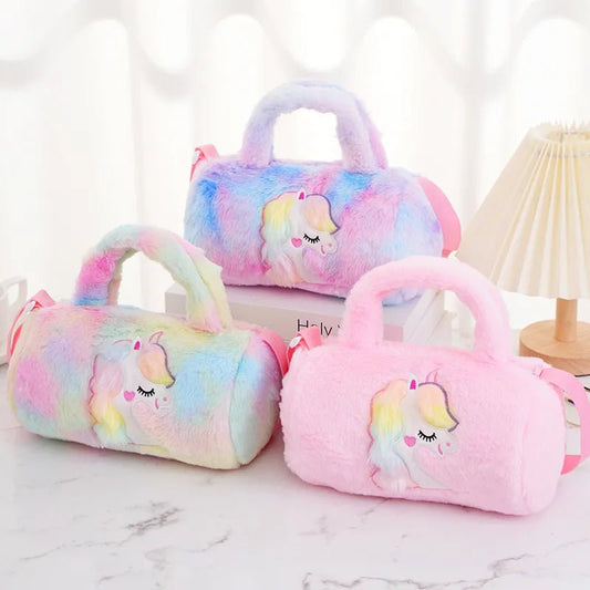 Women's Plush Cartoon Cute Cylindrical Zipper Handbag - Christy's Beauty & Tingz LLC