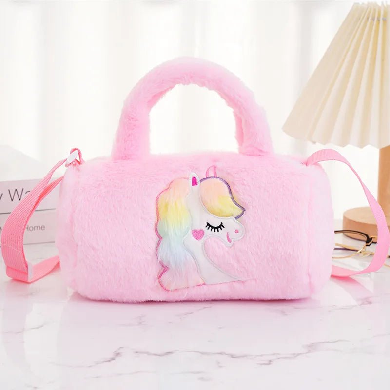 Women's Plush Cartoon Cute Cylindrical Zipper Handbag - Christy's Beauty & Tingz LLC