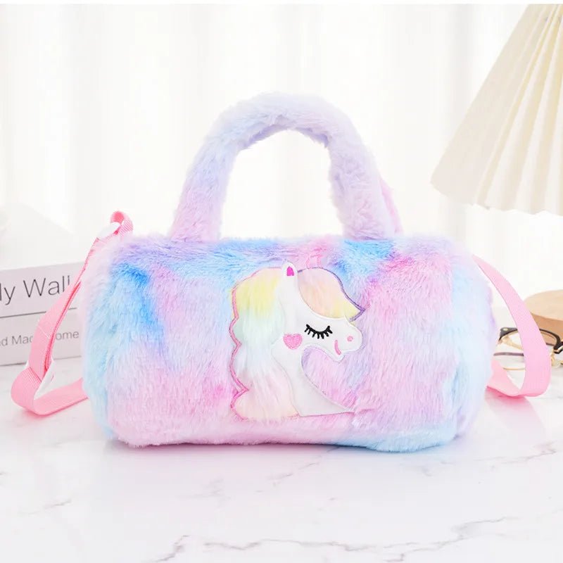 Women's Plush Cartoon Cute Cylindrical Zipper Handbag - Christy's Beauty & Tingz LLC