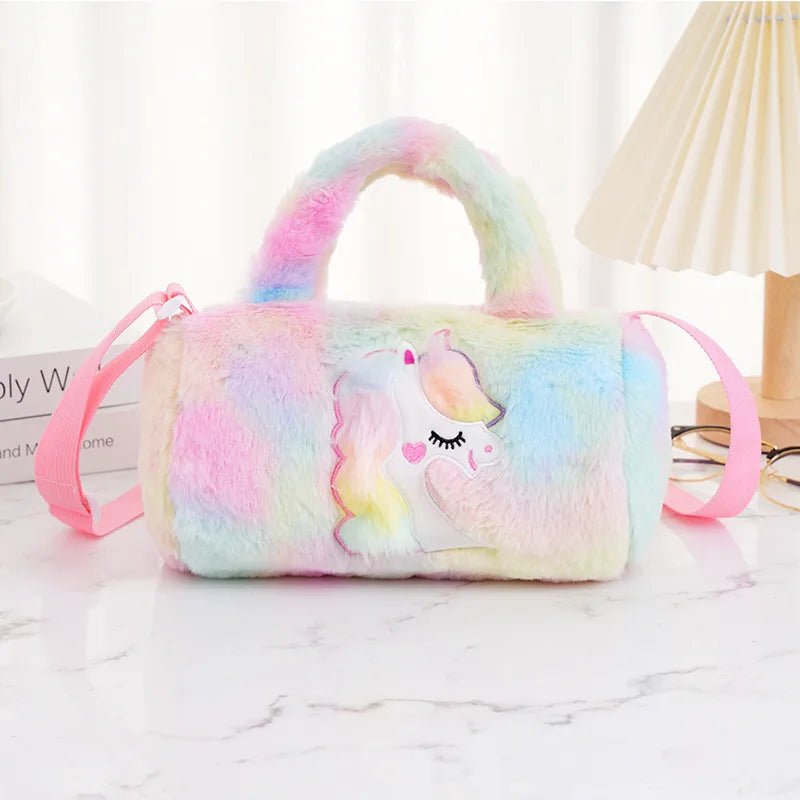 Women's Plush Cartoon Cute Cylindrical Zipper Handbag - Christy's Beauty & Tingz LLC