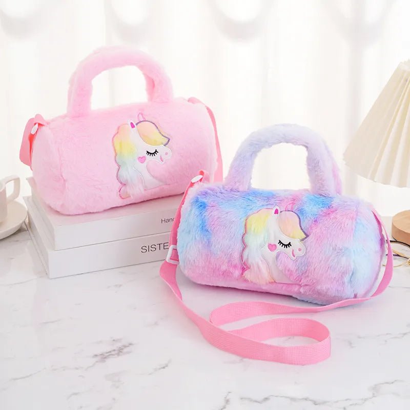 Women's Plush Cartoon Cute Cylindrical Zipper Handbag - Christy's Beauty & Tingz LLC
