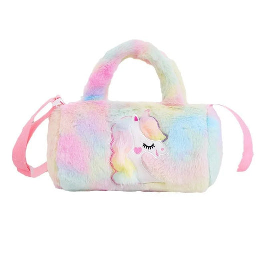 Women's Plush Cartoon Cute Cylindrical Zipper Handbag - Christy's Beauty & Tingz LLC