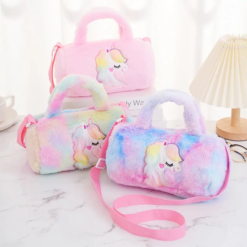 Women's Plush Cartoon Cute Cylindrical Zipper Handbag - Christy's Beauty & Tingz LLC