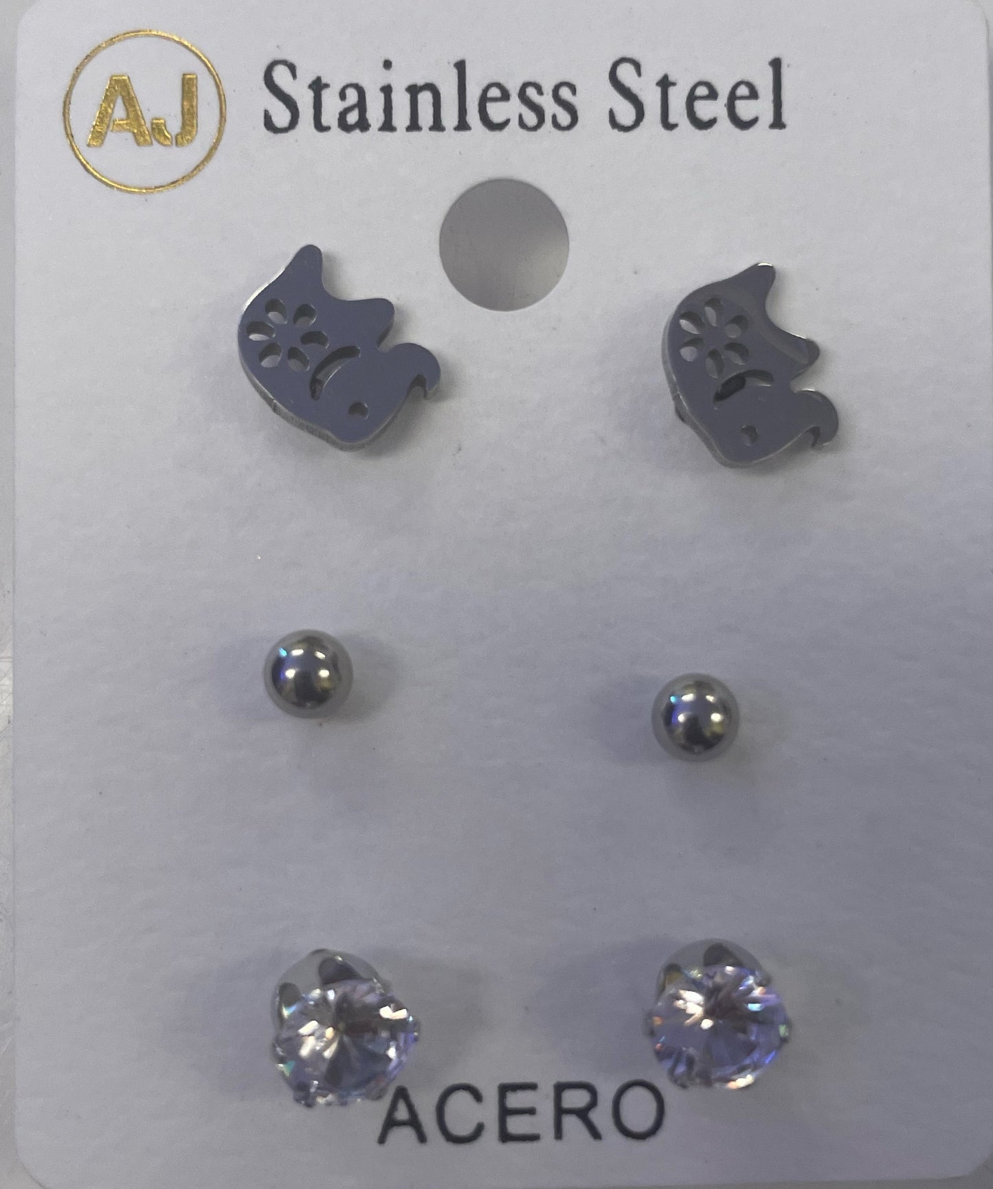 3 pck Stainless Steel Earrings (unisex)